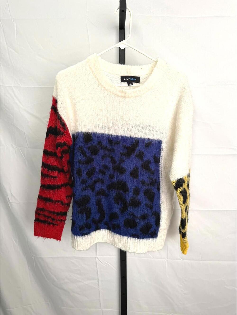 Alice Blue Women's Colorblock Animal Print Sweater Size S